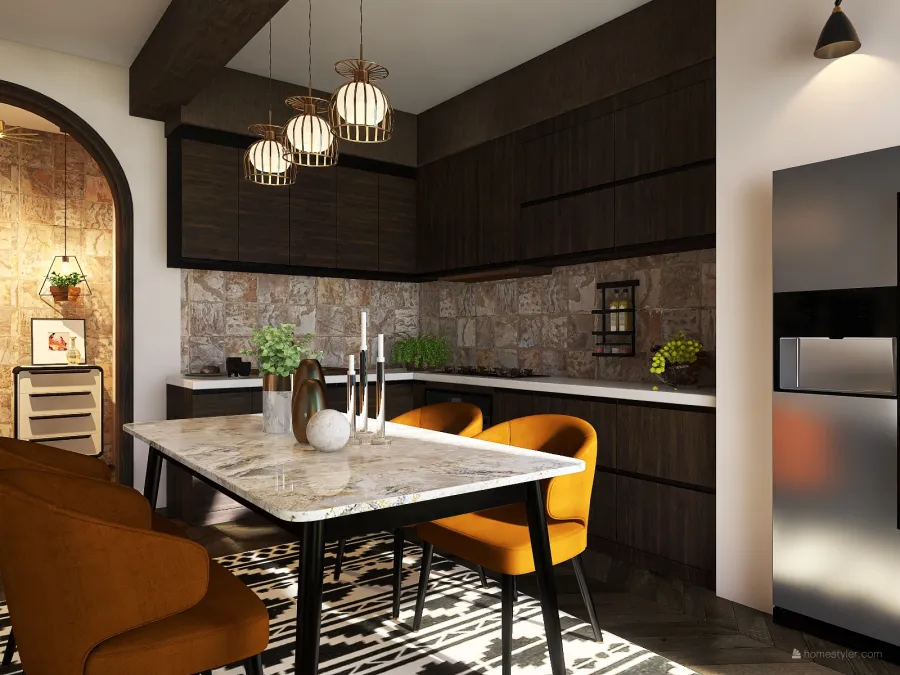Modern Holiday house in LA WoodTones Black 3d design renderings
