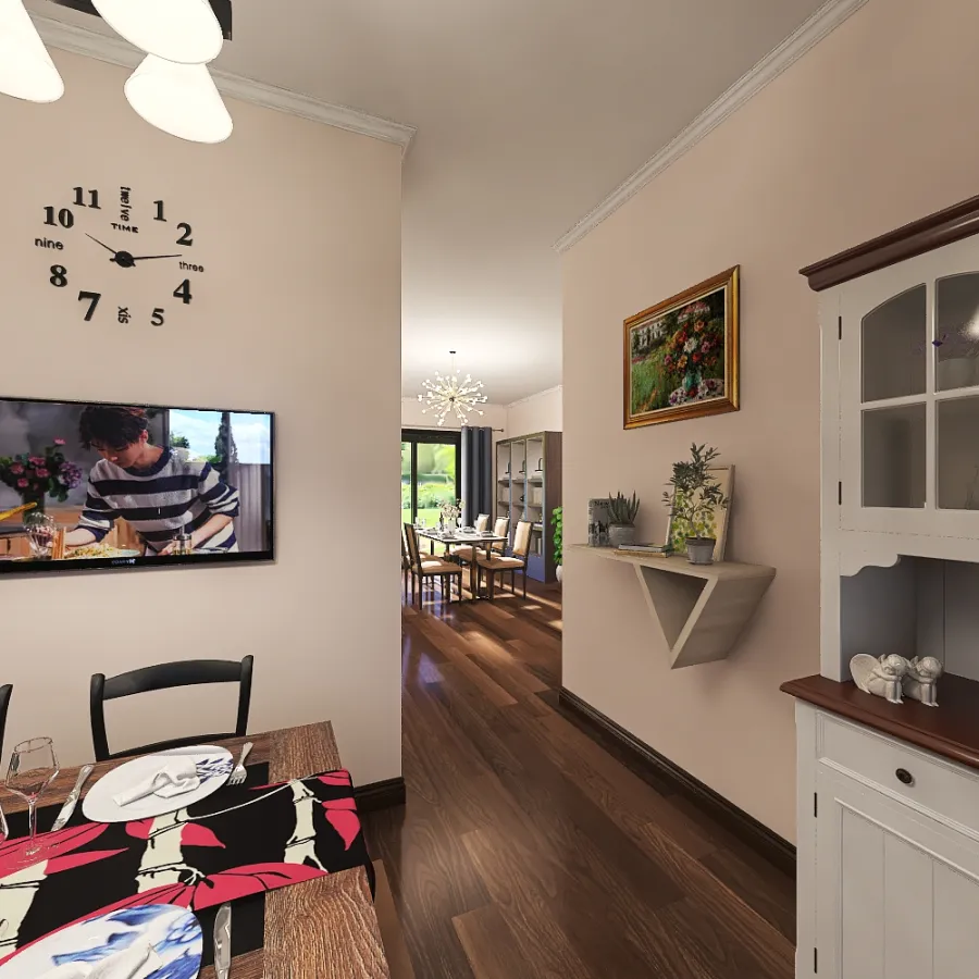 Cucina soggiorno 3d design renderings