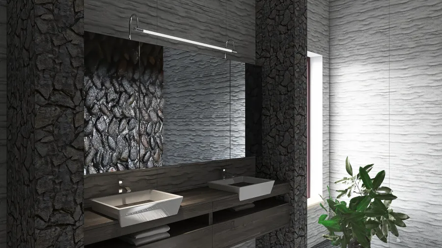 Modern Yellow Beige Green Grey Bathroom 3d design renderings
