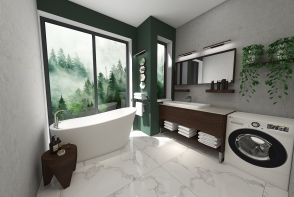 Nature green bathroom Design Rendering