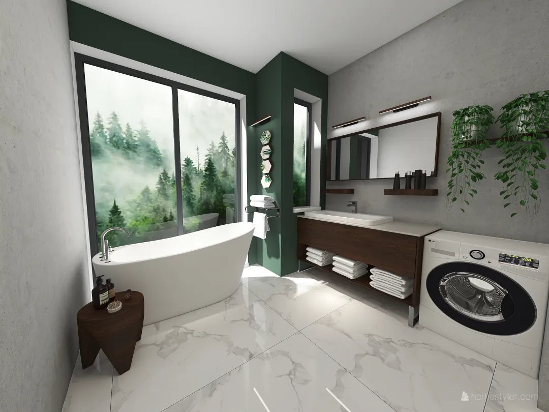 Nature green bathroom 3d design renderings