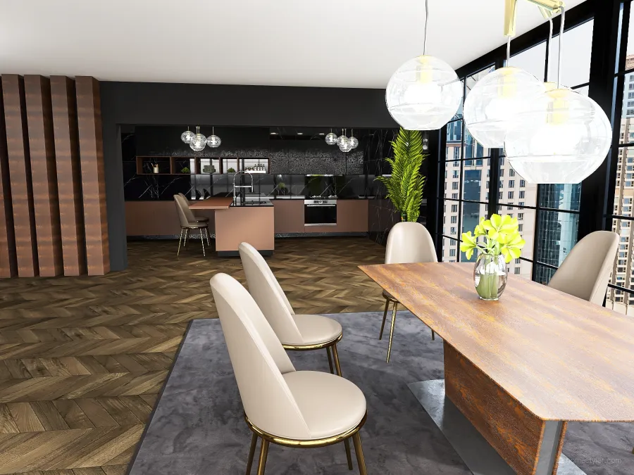 black apartment 3d design renderings
