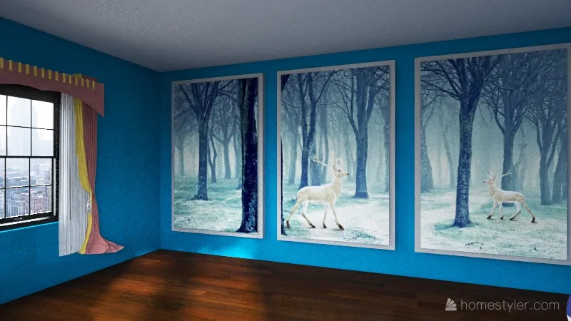 Blue/wood cottage 3d design renderings