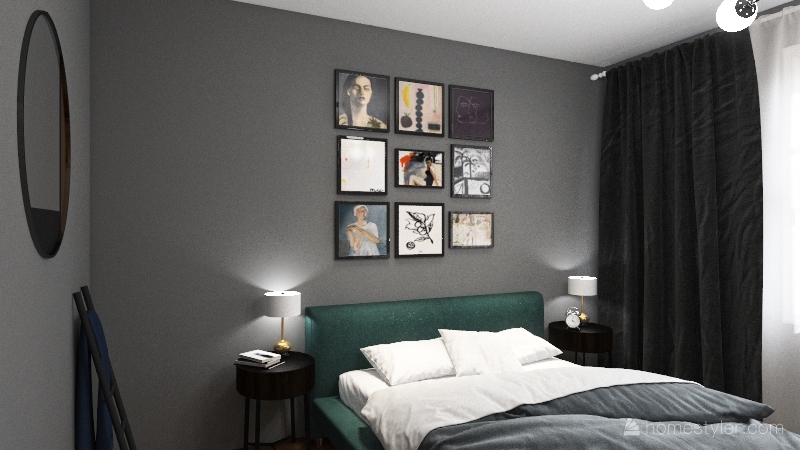 Dark bedroom 3d design renderings