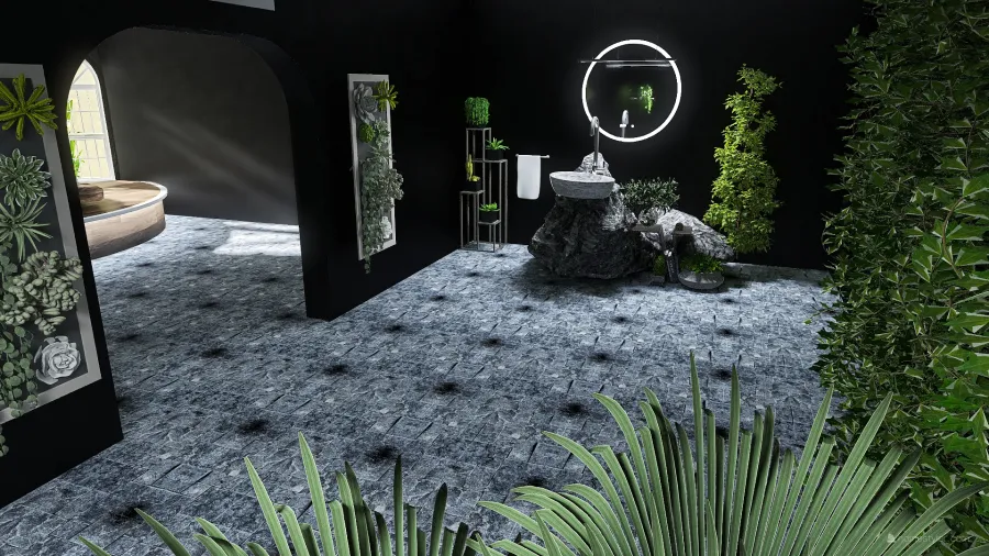 modern black and plants 3d design renderings