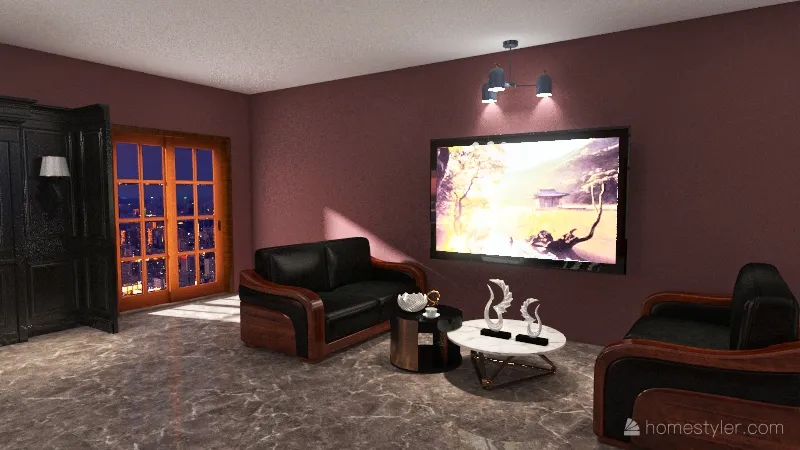 dark/pink house 3d design renderings