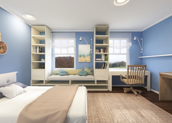 The blue teenager's bedroom Design Rendering