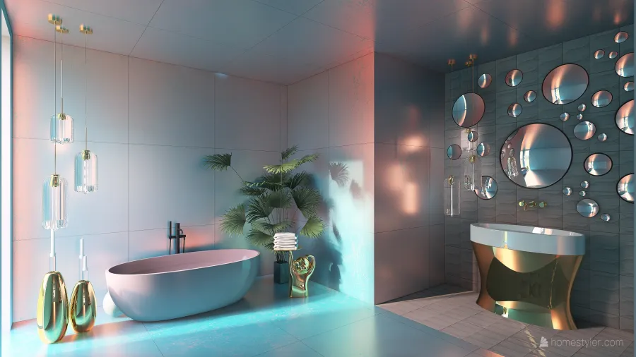 StyleOther ArtDeco Purple Green Red Master Bedroom 3d design renderings