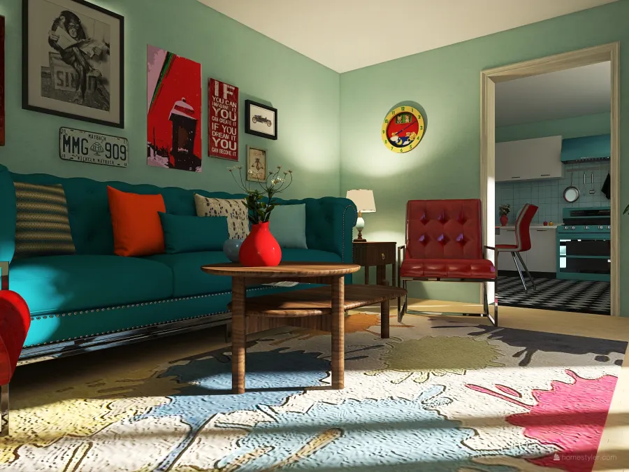 Retro house 3d design renderings