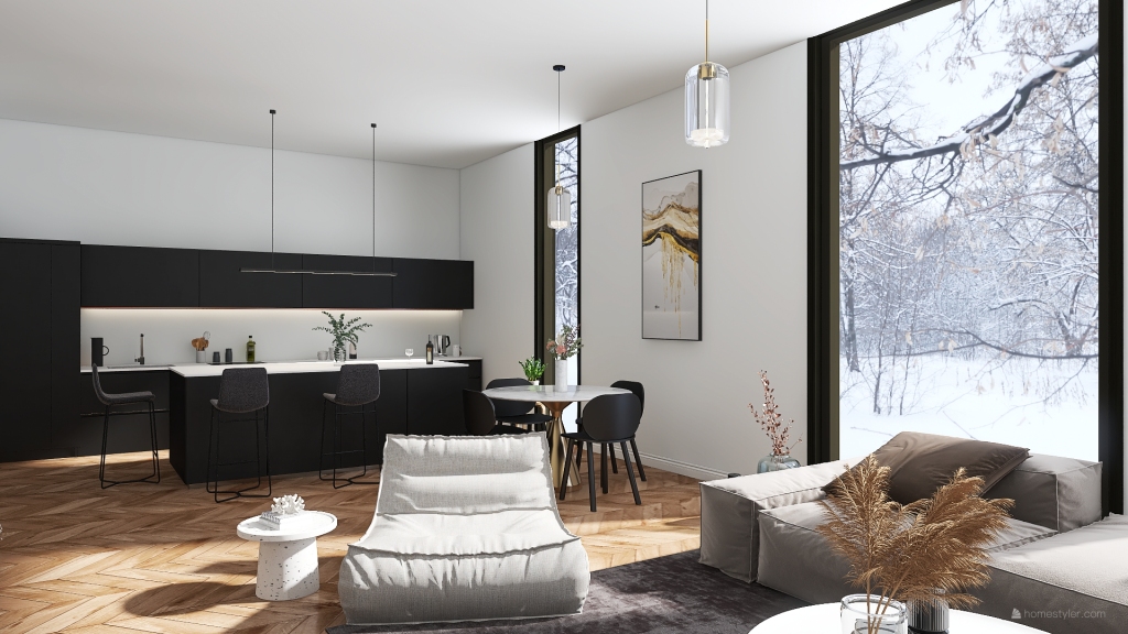 Kitchen / Living Room 3d design renderings