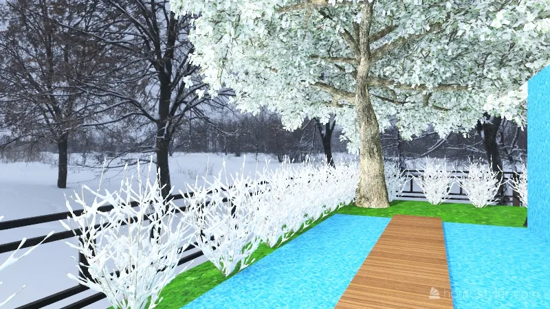nice cozy winter  house 3d design renderings