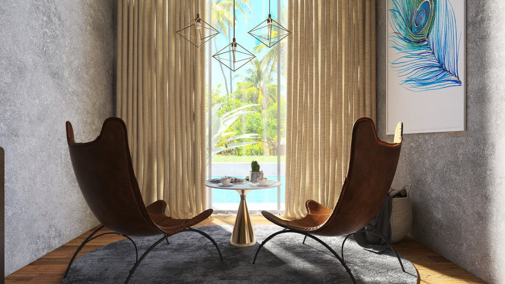 Modern Contemporary TropicalTheme A Tropical Forest Villa II Yellow Grey WarmTones 3d design renderings