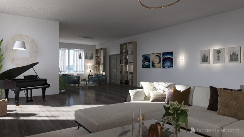 A Moden European House Interior Design Render