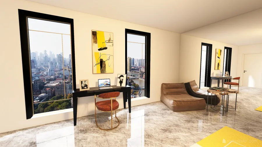 yellow room 3d design renderings