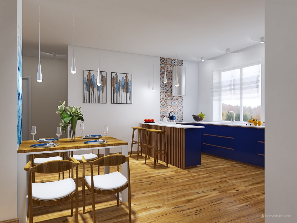 apartment in navy blue 3d design renderings