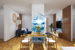 apartment in navy blue Design Rendering