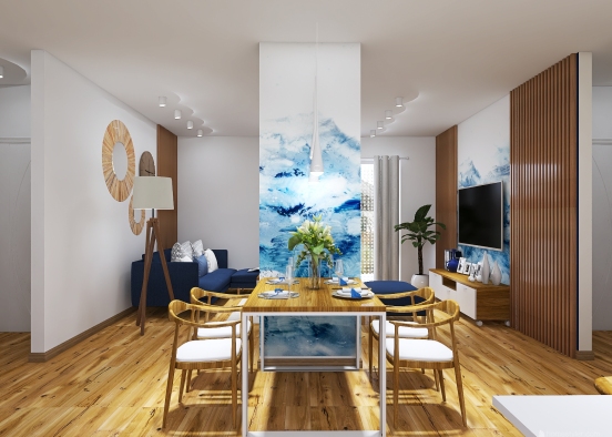 apartment in navy blue Design Rendering