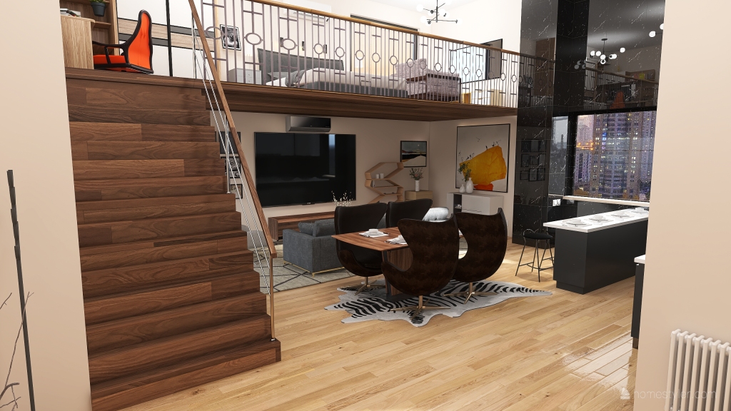 Ático con segundo piso 3d design renderings