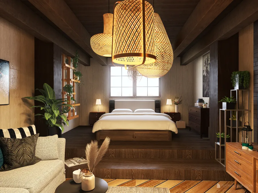 Wooden cozy house 3d design renderings