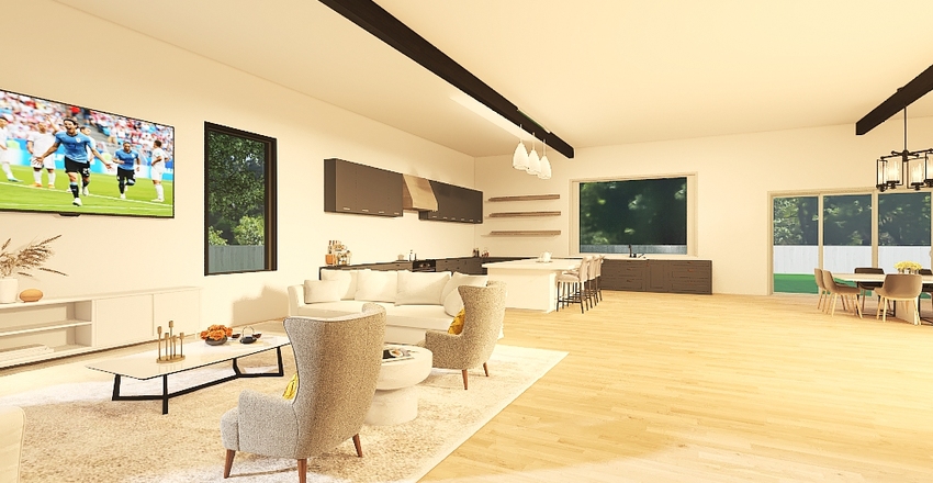 modern farm house Interior Design Render