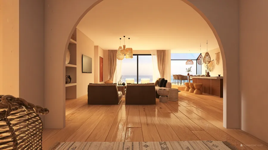Seaside bohemian vacation house 3d design renderings