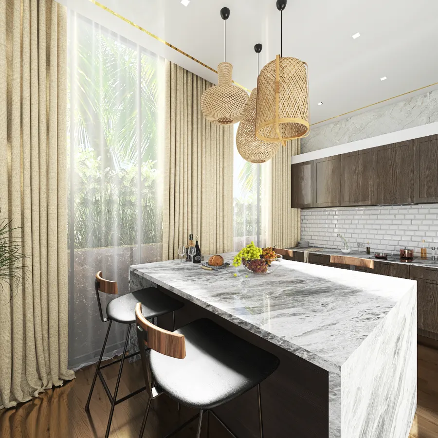 Kitchen, Living & and Dining Room 3d design renderings