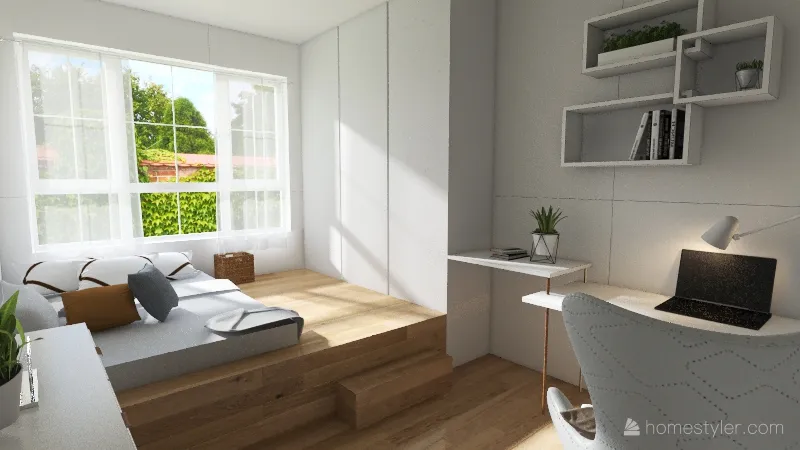 white themed bedroom 3d design renderings