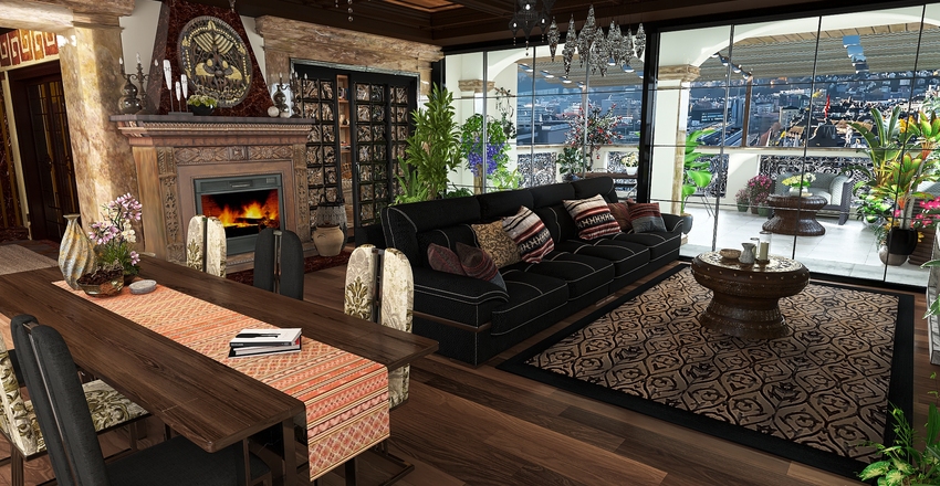 Renovated historic apartment Interior Design Render