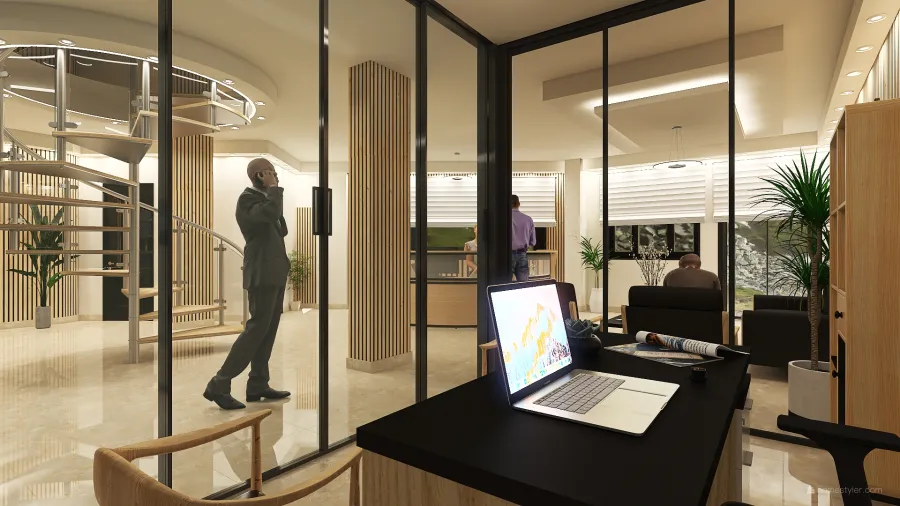 Bauhaus Company Offices Black Beige 3d design renderings
