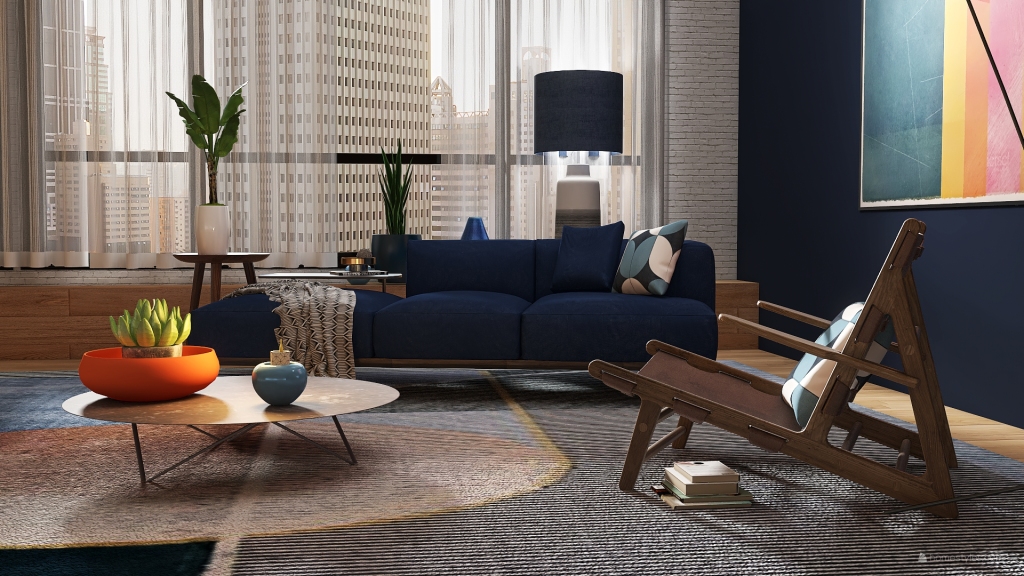 Blue Apartmet 3d design renderings