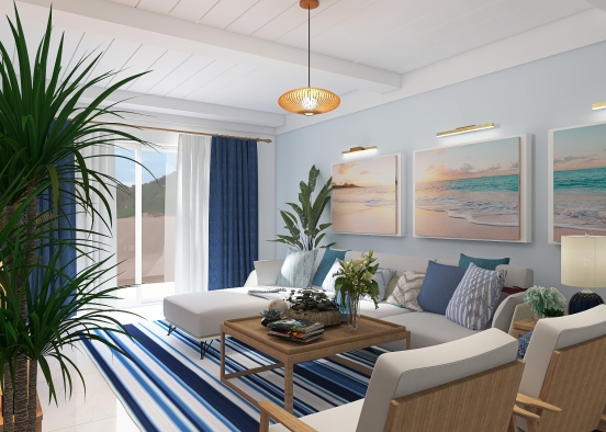 coastal living room Design Rendering