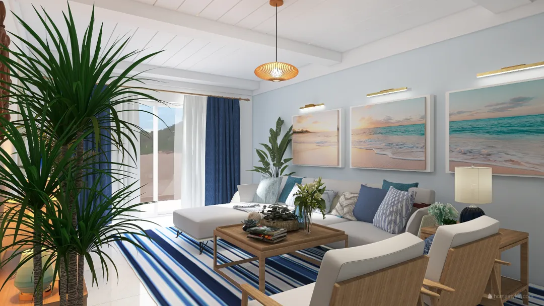 coastal living room 3d design renderings
