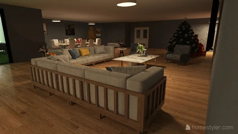 Christmas/dream house at night 3d design renderings