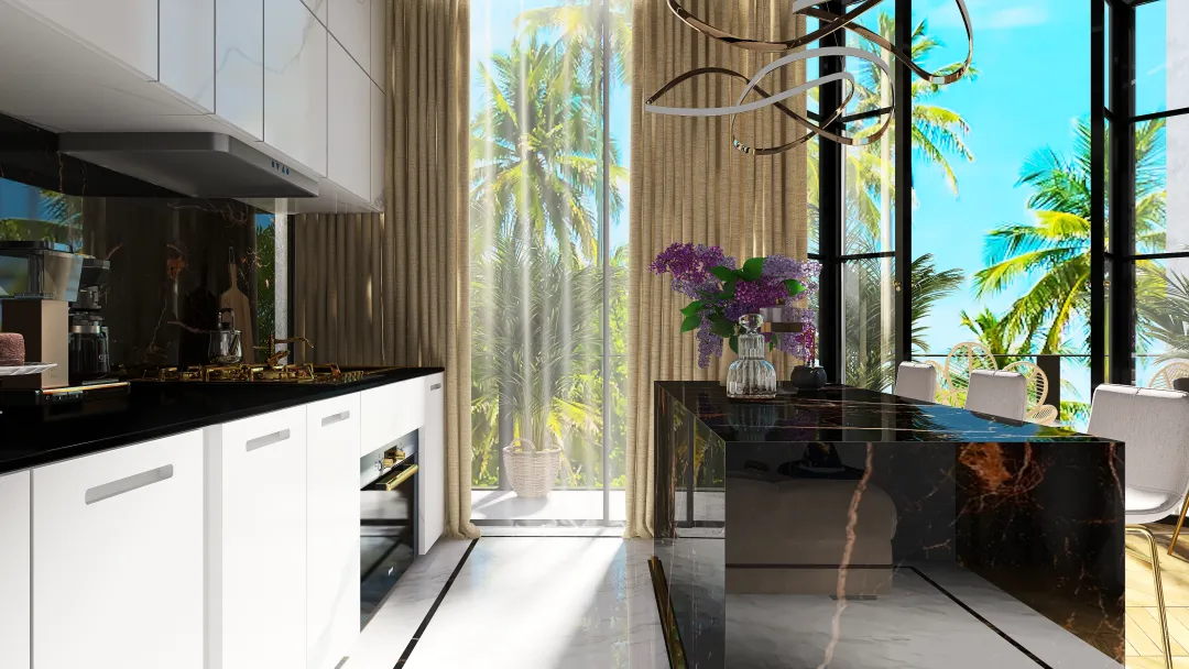 Modern A Tropical Forest Apartment III Black White Yellow 3d design renderings