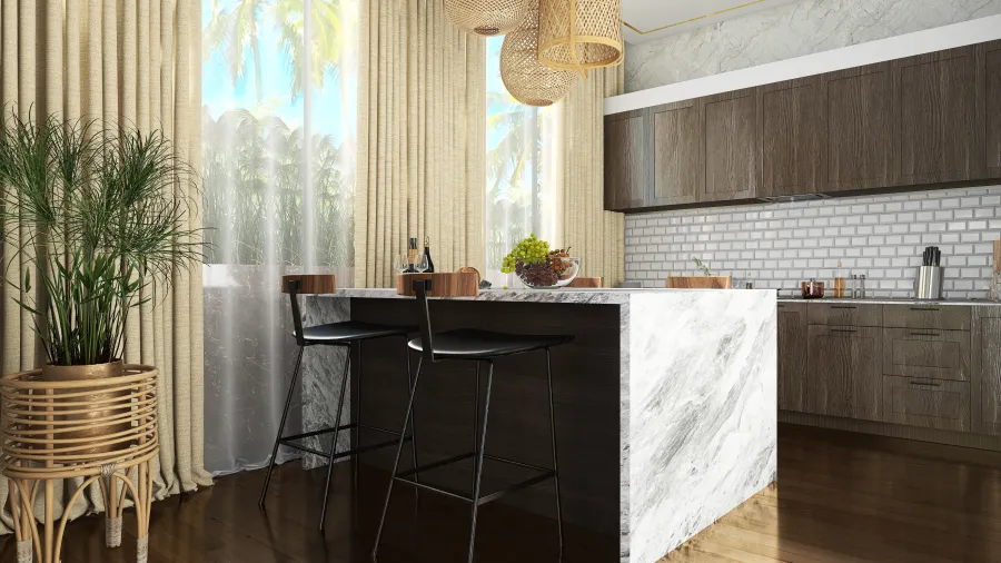 Kitchen, Living & and Dining Room 3d design renderings