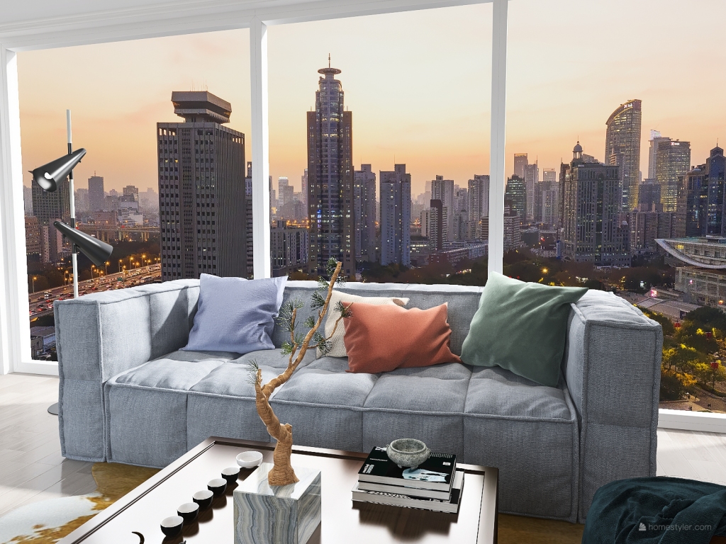 Vey small apartment in city 3d design renderings