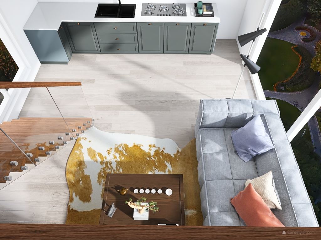Vey small apartment in city 3d design renderings