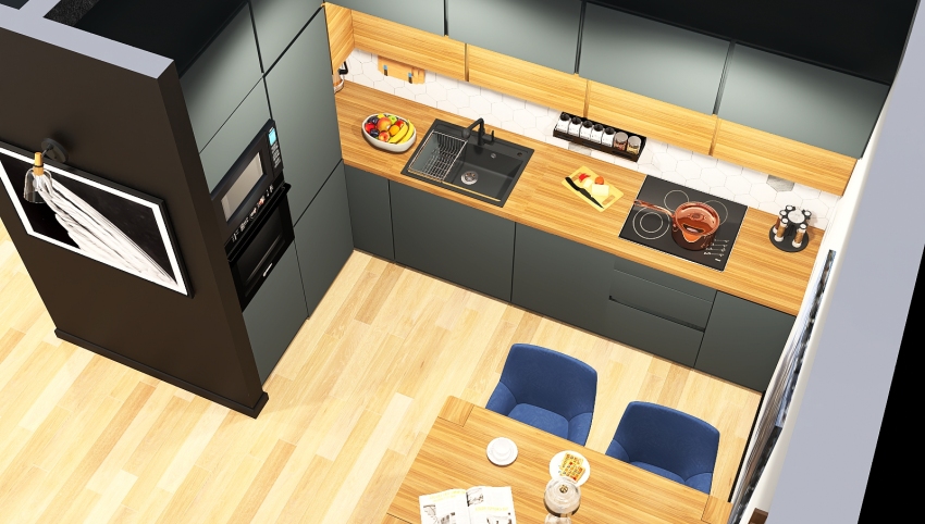 Wood and black in modern flat 3d design picture 69.29