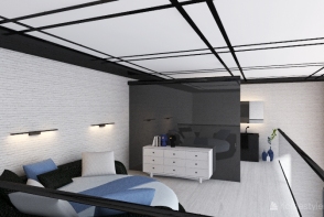 loft- blue, black and white Design Rendering