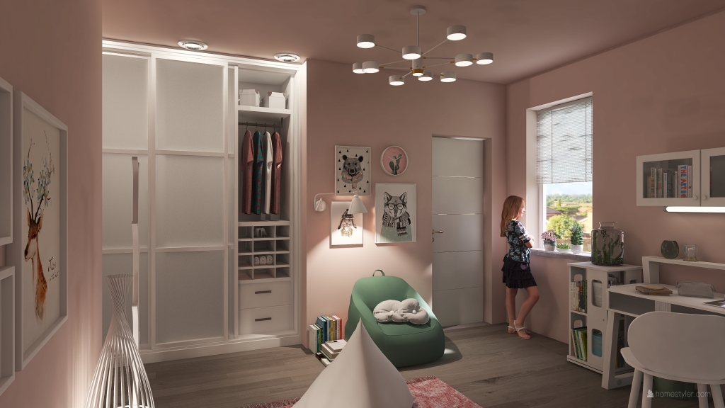 Bauhaus Contemporary Beige Grey EarthyTones Second Bedroom 3d design renderings