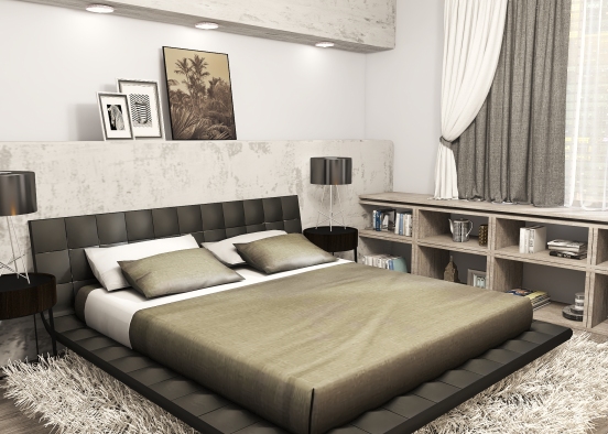 Gray bedroom Design Rendering