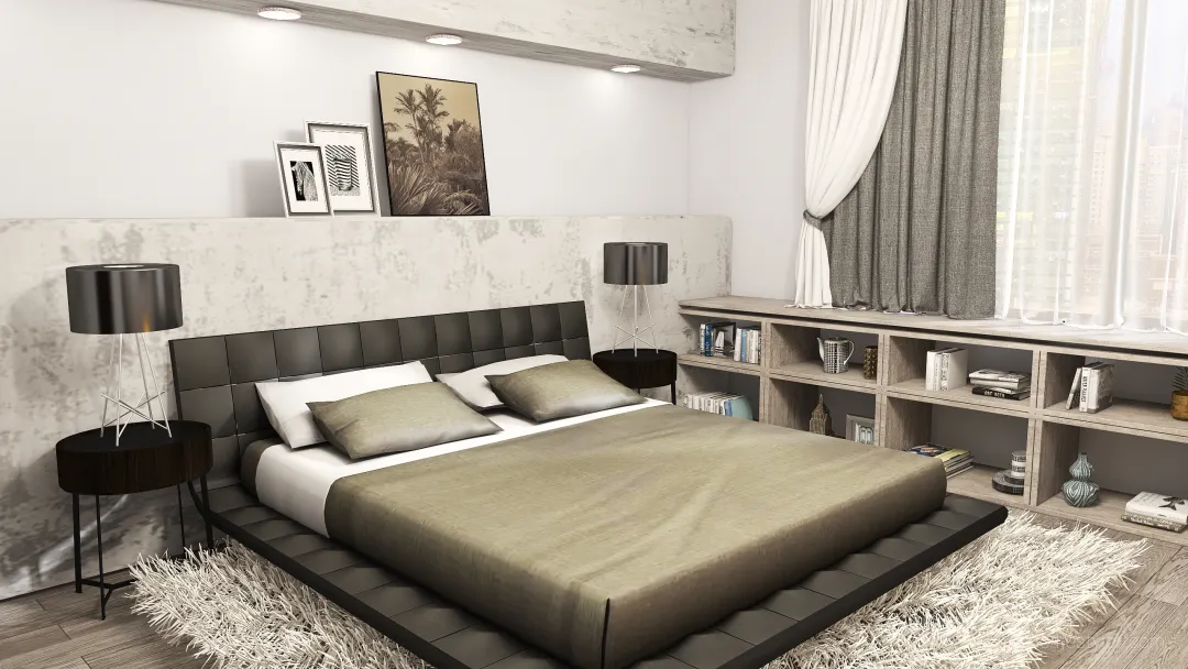 Gray bedroom 3d design renderings
