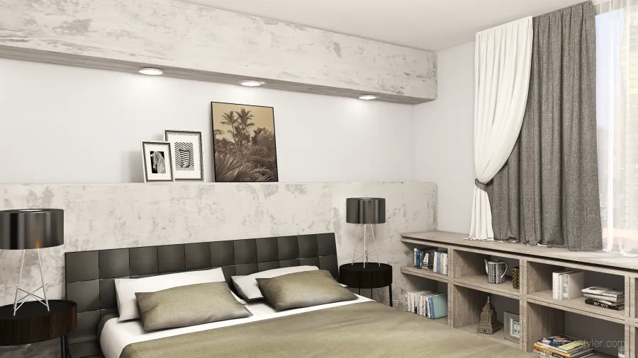 Gray bedroom 3d design renderings