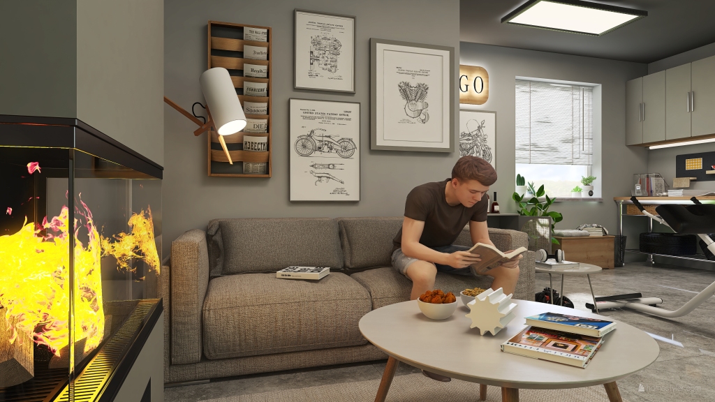 Bauhaus Contemporary Beige Grey EarthyTones Garage 3d design renderings