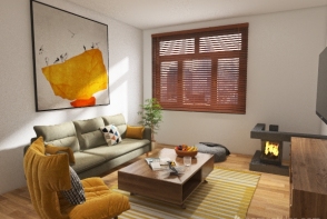 living room+ kitchen Design Rendering