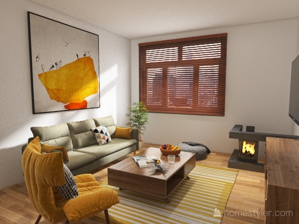 living room+ kitchen 3d design renderings