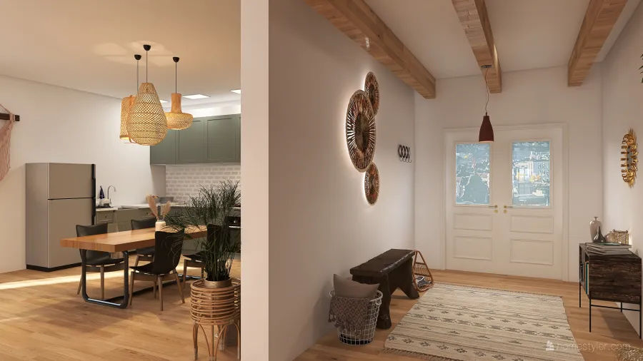 bohemian interior appartement 3d design renderings