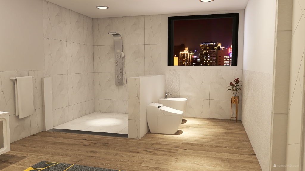 Modern Master Bedroom, Bathroom, and Closet 3d design renderings