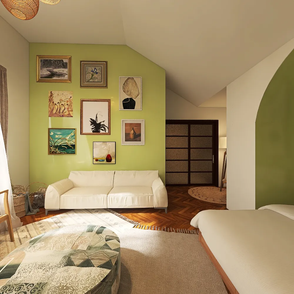 Boho Bedroom 3d design renderings
