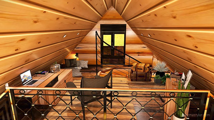 Farmhouse Rustic WoodTones Black Great Room 3d design renderings
